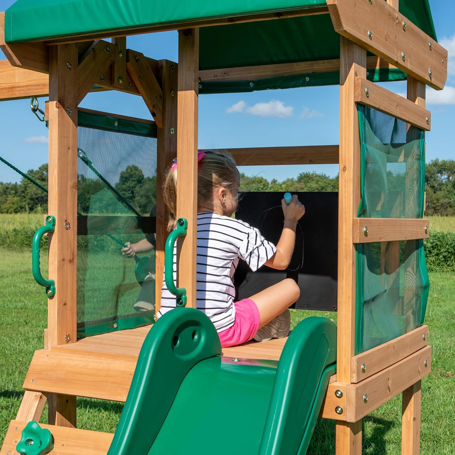 Buckley Hill Cedar Wood Swing Set with Slide & Deck