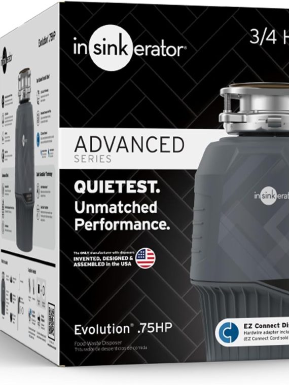 EVOLUTION 0.75HP 3/4 HP, Advanced Series EZ Connect Continuous Feed Food Waste Garbage Disposal, Gray – Advanced Series with EZ Connect