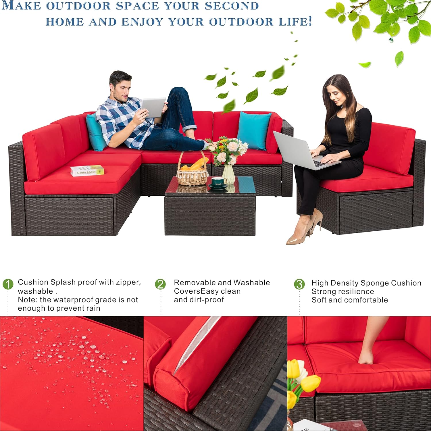 5 Piece All-Weather Patio Furniture Set with Ottoman