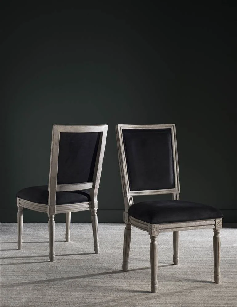 2026 SAFAVIEH Buchanan Rectangular Side Chair, Black/Rustic Grey, Set of 2