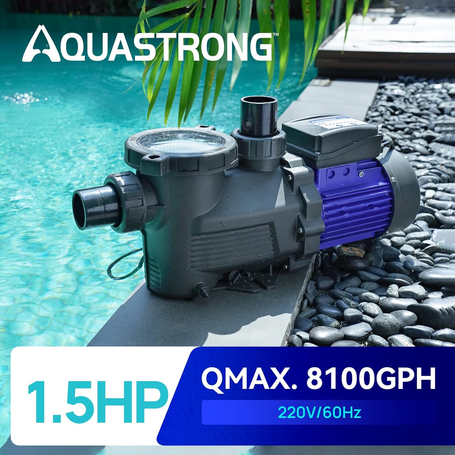 In/Above Ground Pool Pump, 2HP Single Speed, 8917 GPH