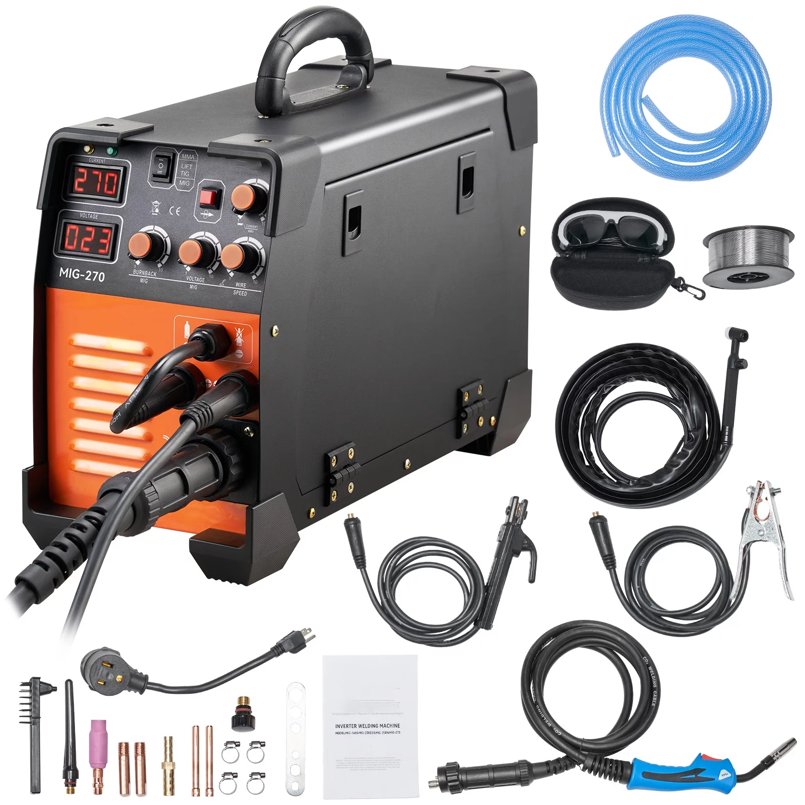 2026 BENTISM MIG Welder, 270A Welding Machine, 110V Flux Core MIG/TIG/MMA 3 in 1 Welder Machine, IGBT Inverter Portable Gasless Welder Equipment