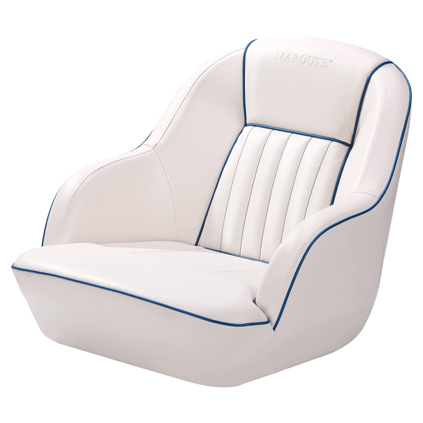 2026 Pontoon Boat Seat, Captains Bucket Boat Seat, Back Folding Boat, Boat Cabin Seating – White & Blue