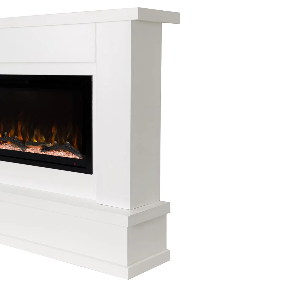 2026 Modern Ember Patton Smart Electric Fireplace Mantel Package in White