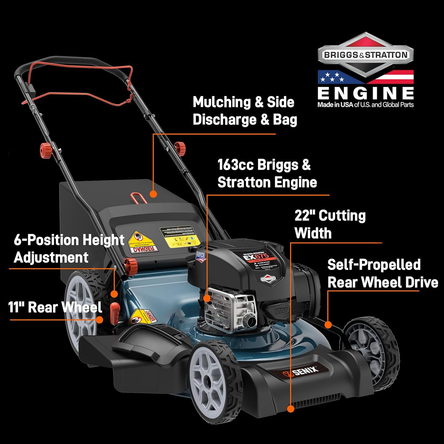 20-Inch Gas Lawn Mower with 125cc Briggs Engine