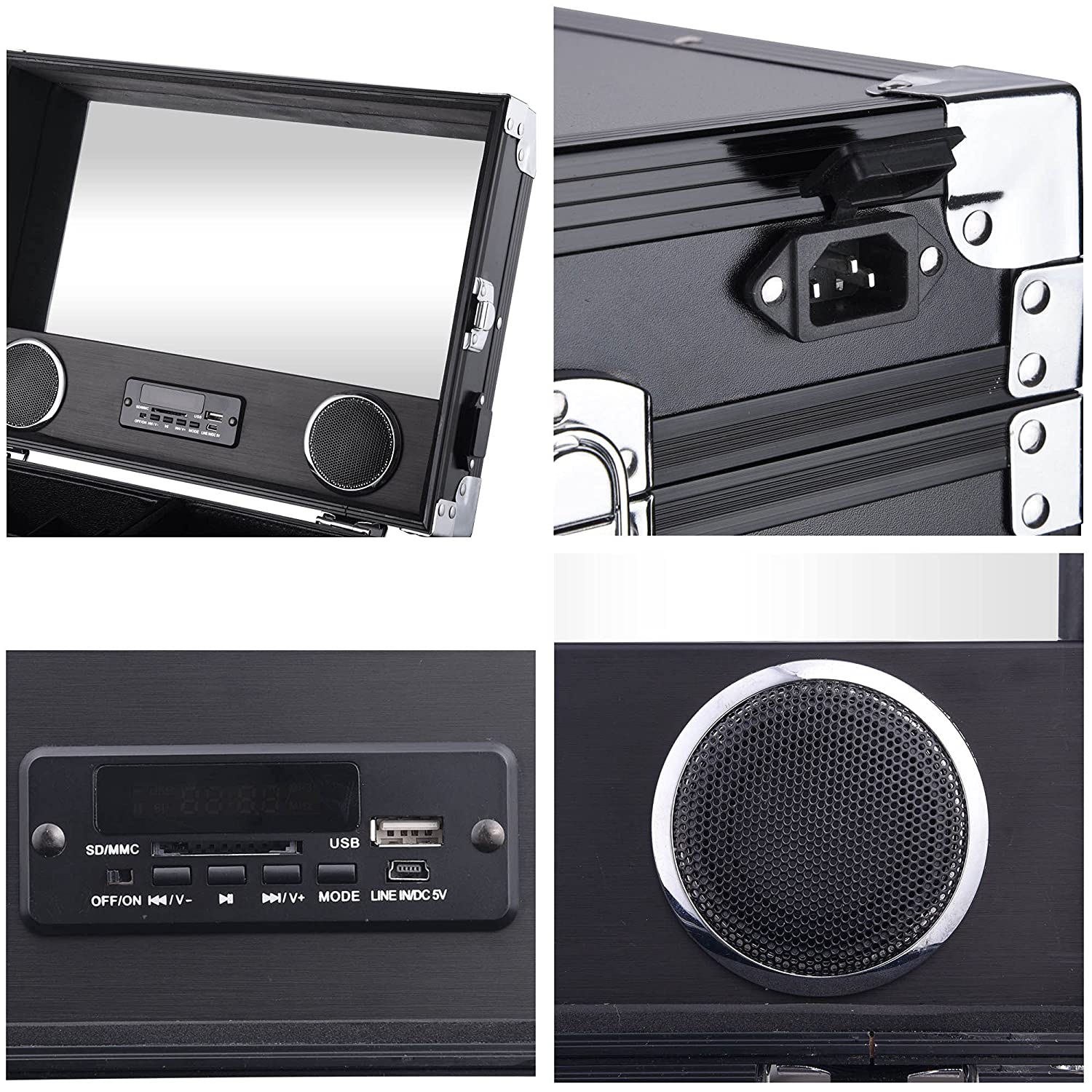 2026 Nail Desk Mobile Station Rolling Makeup Train Case Trolley Cosmetic Manicure Table Mirror 4 Drawers Pink