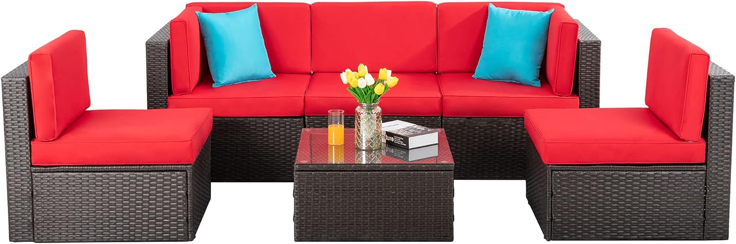 5 Piece All-Weather Patio Furniture Set with Ottoman