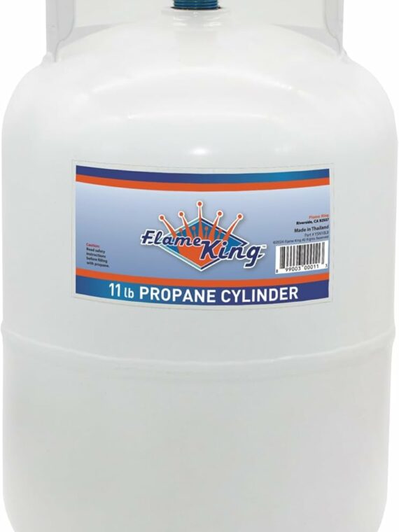 Flame King 10LB Steel Propane Tank Cylinder with Type 1 Overflow Protection Device Valve  Great for Camping  Fire Pits  Heaters  Grills  Overlanding  White