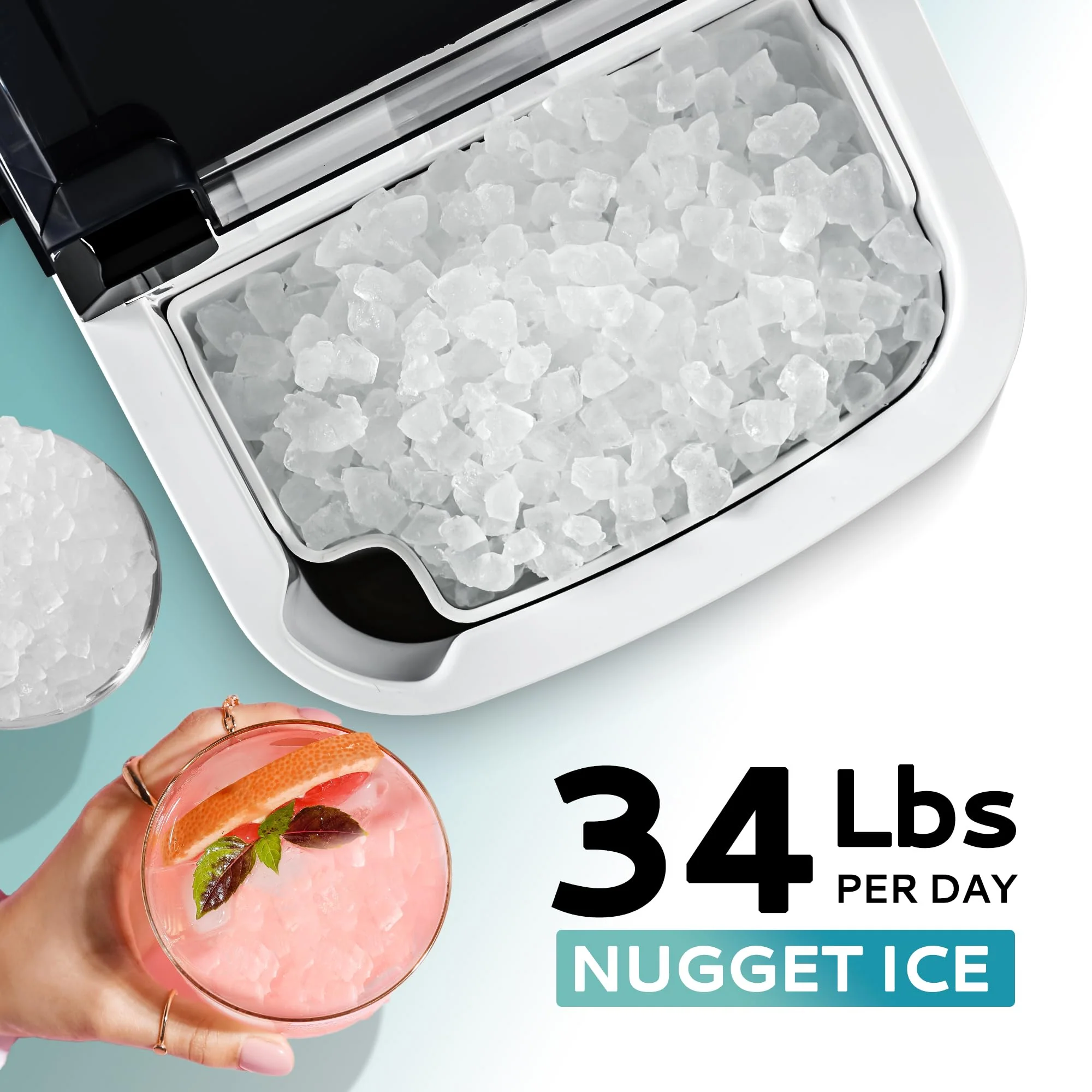 EUHOMY Nugget Ice Maker Countertop with Handle
