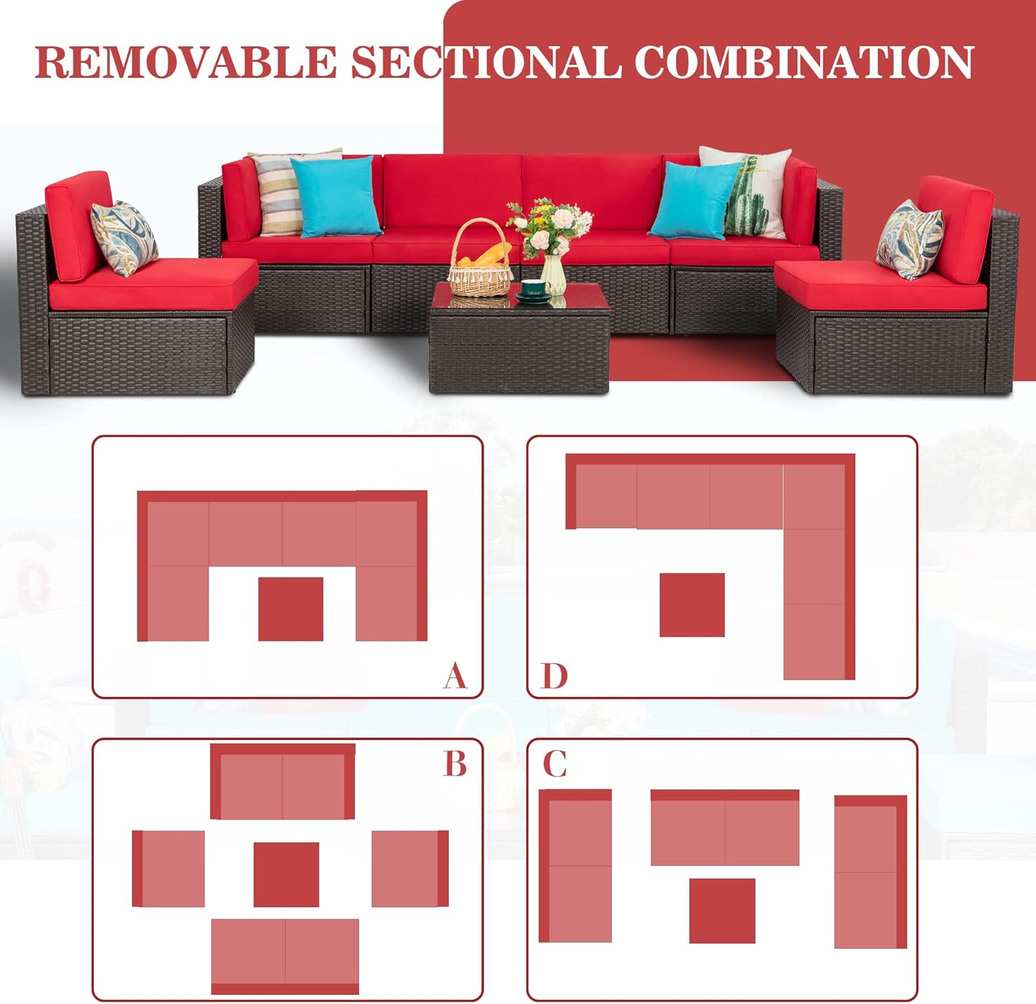 5 Piece All-Weather Patio Furniture Set with Ottoman