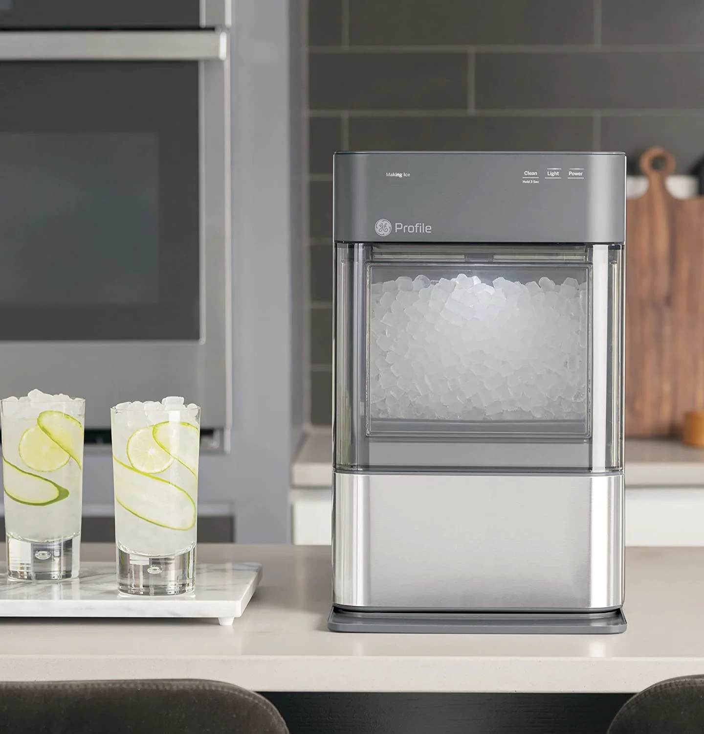 2026 Countertop Nugget Ice Maker | Ice Machine with WiFi Connectivity | Smart Home Kitchen Essentials | Black Stainless