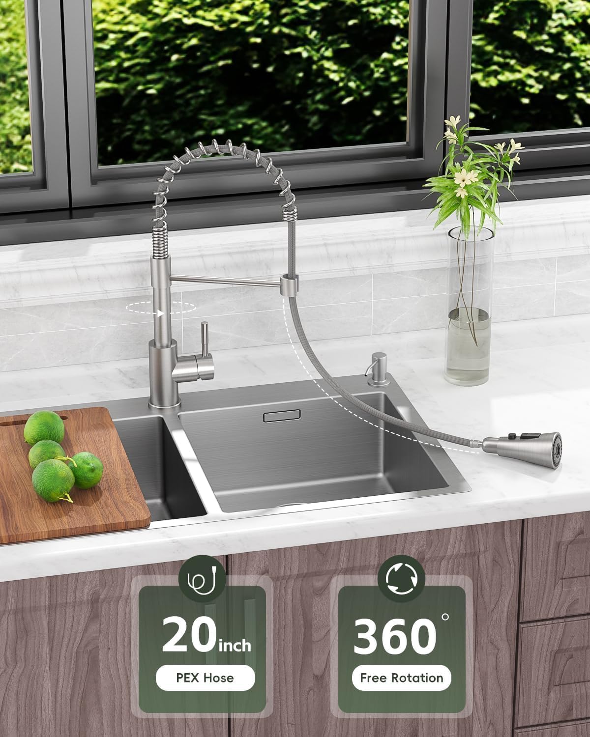 Black Touchless Kitchen Faucet with Soap Dispenser, Motion Sensor Activated Hands-Free Automatic Faucet for Sink with Pull Down Sprayer, Single Handle Smart Faucets for Kitchen Sink