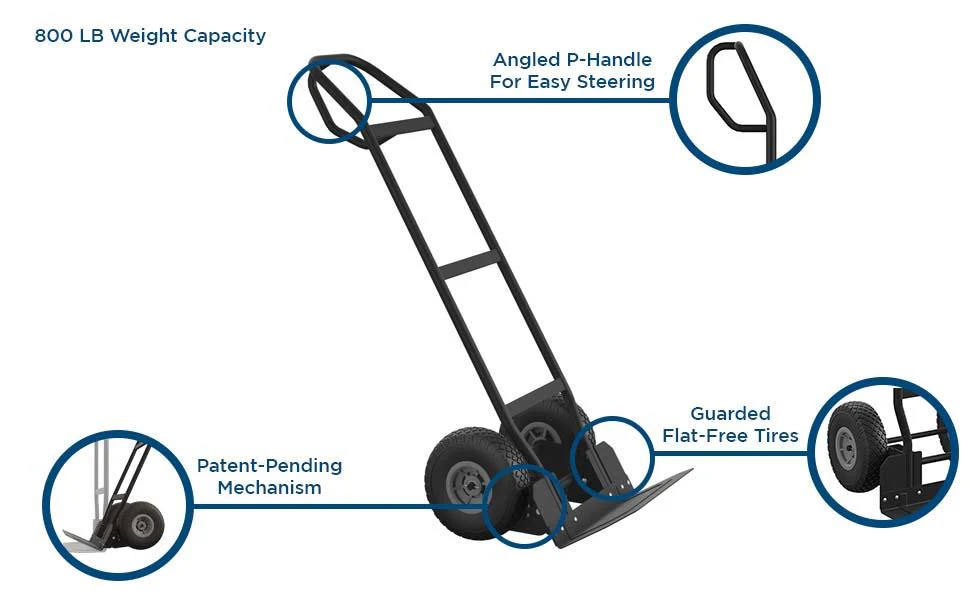 COSCO Load Assist Hand Truck with P Handle and Flat Free Wheels, 800lb capacity