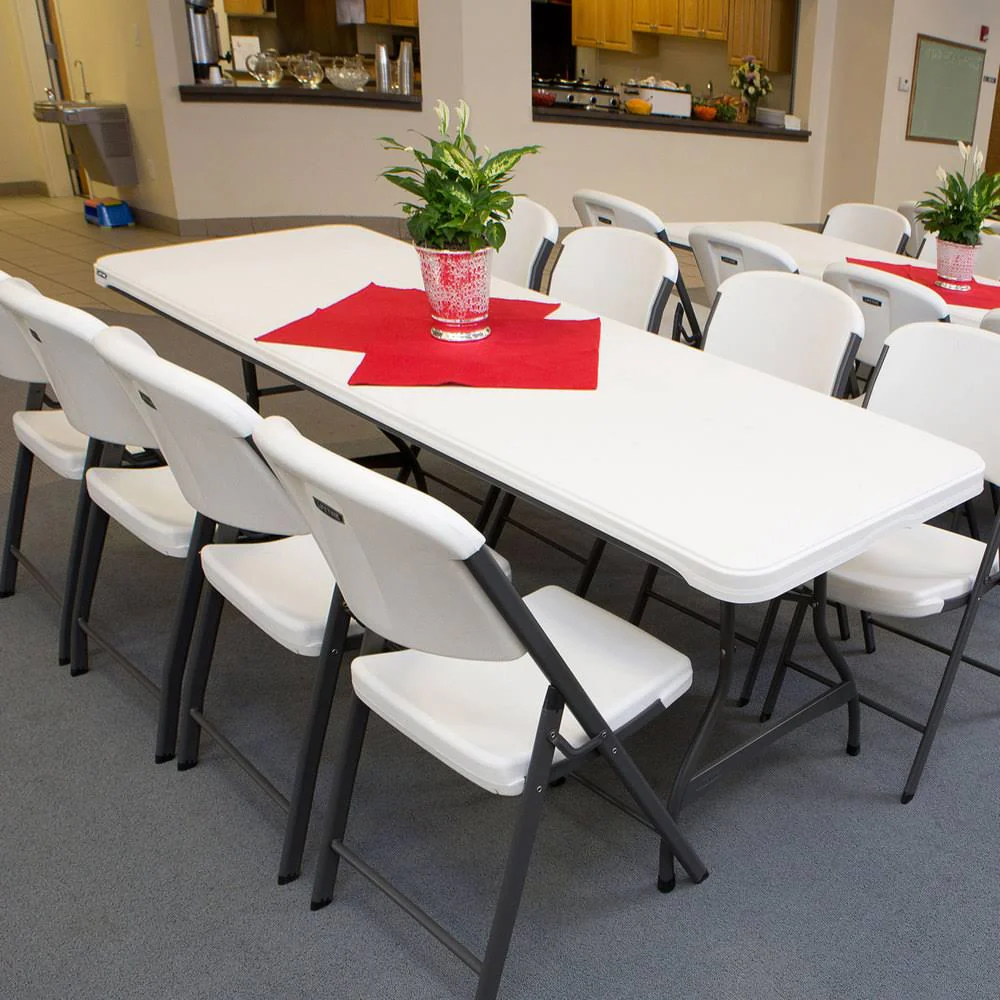 4-Pack Commercial Stacking 8 ft Folding Table - White (80344)