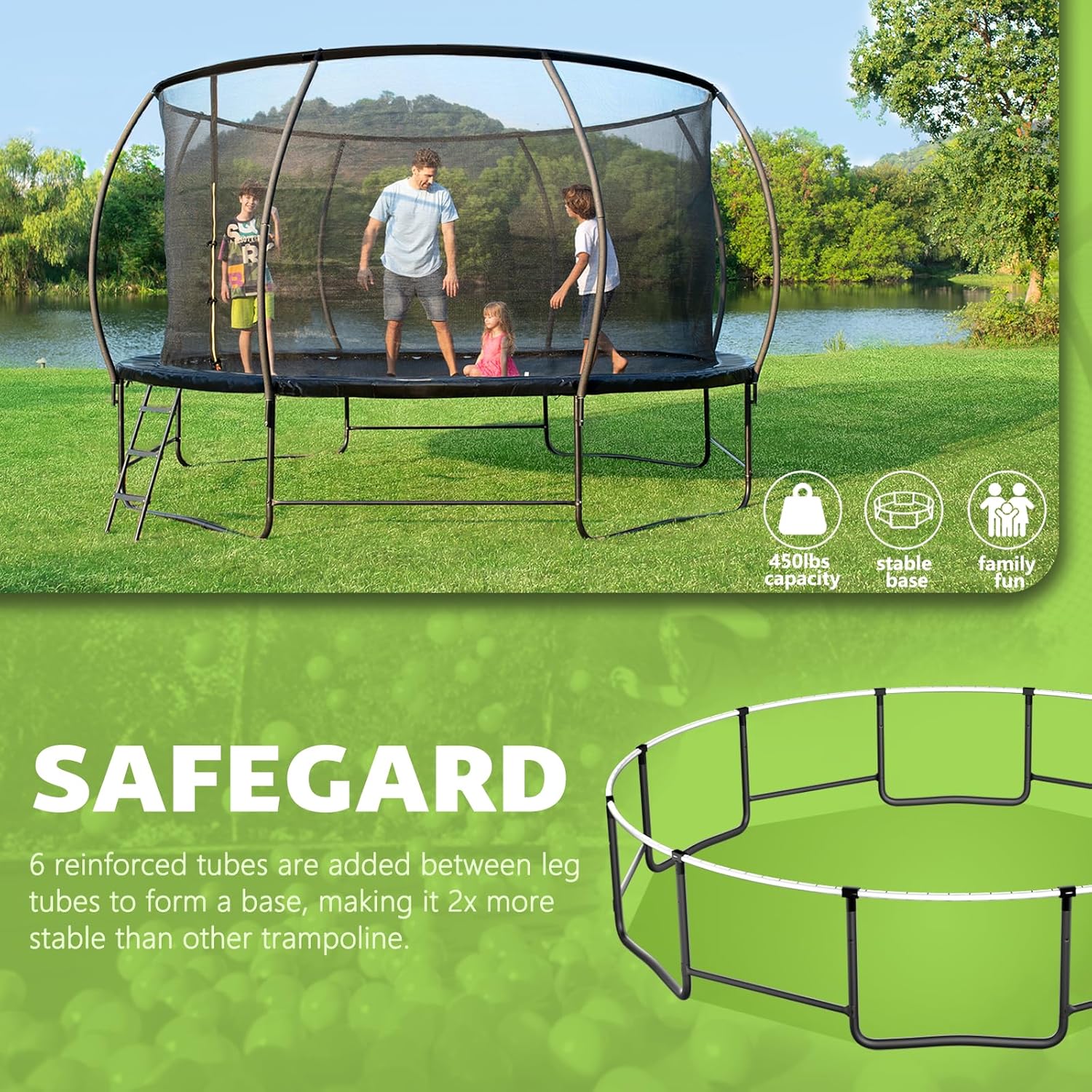 14Ft Trampoline with Safety Enclosure & Ladder