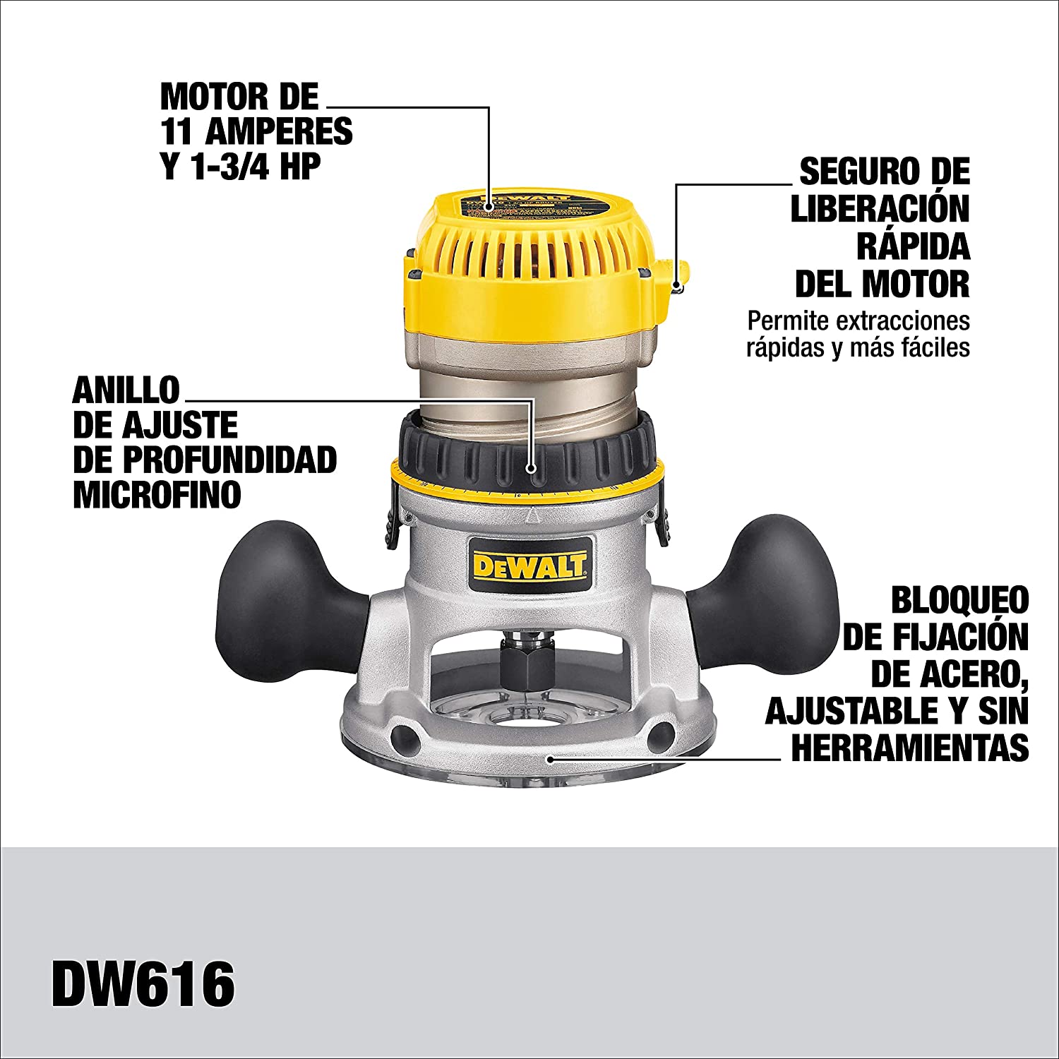 2026 DEWALT Router, Fixed Base, 1-3/4-HP (DW616) , Yellow
