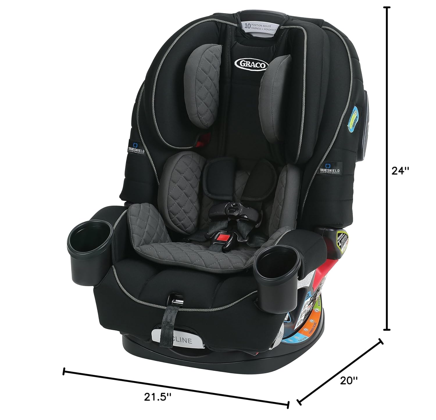 4Ever Dlx 4-In-1 Car Seat – Grey, Infant to Toddler
