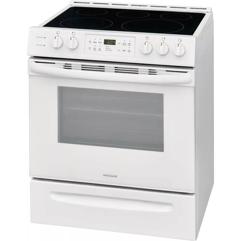 30 in. 5.0 cu. ft. Single Oven White with NVS Black Glass