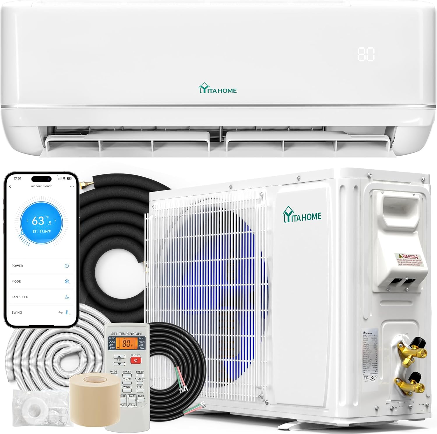 12000 BTU Mini Split AC Heat Pump – WiFi & Alexa Compatible