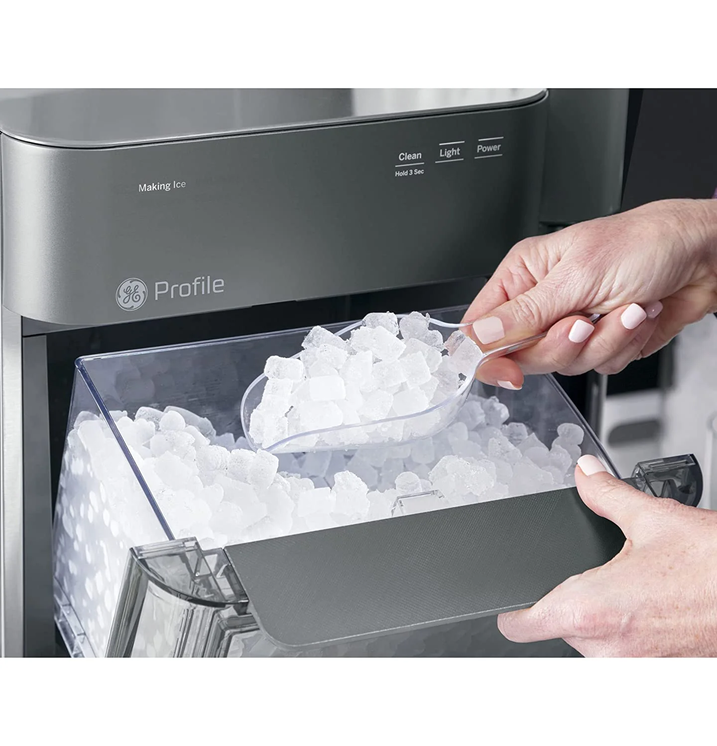 2026 Countertop Nugget Ice Maker | Ice Machine with WiFi Connectivity | Smart Home Kitchen Essentials | Black Stainless