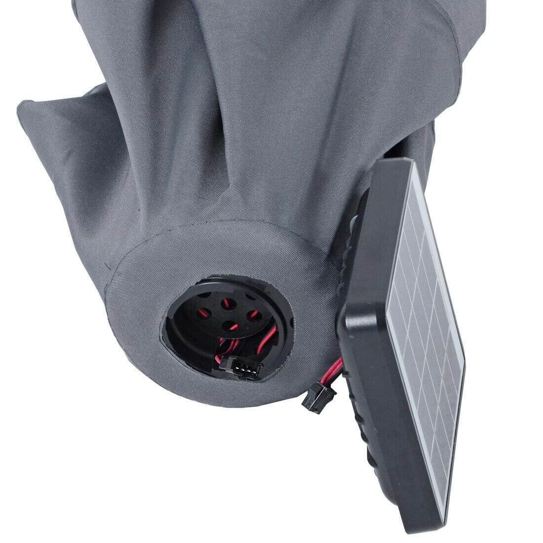 2026 Garden Parasol LED Lights Grey Canopy Patio Umbrella 3m