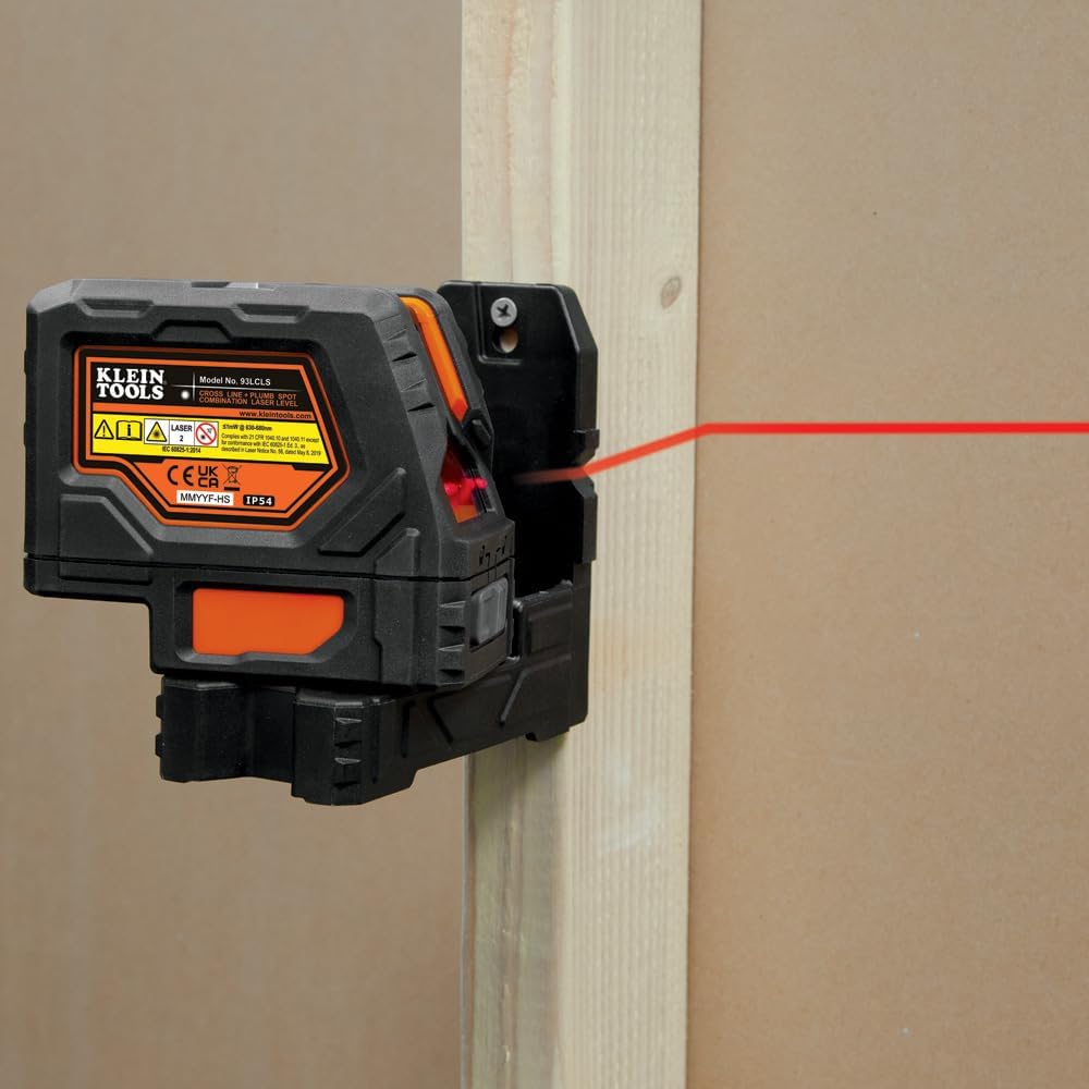 Klein Tools 93LCLS Laser Level, Self Leveling, Cross Line Level with Plumb Spot and Magnetic Mounting Clamp