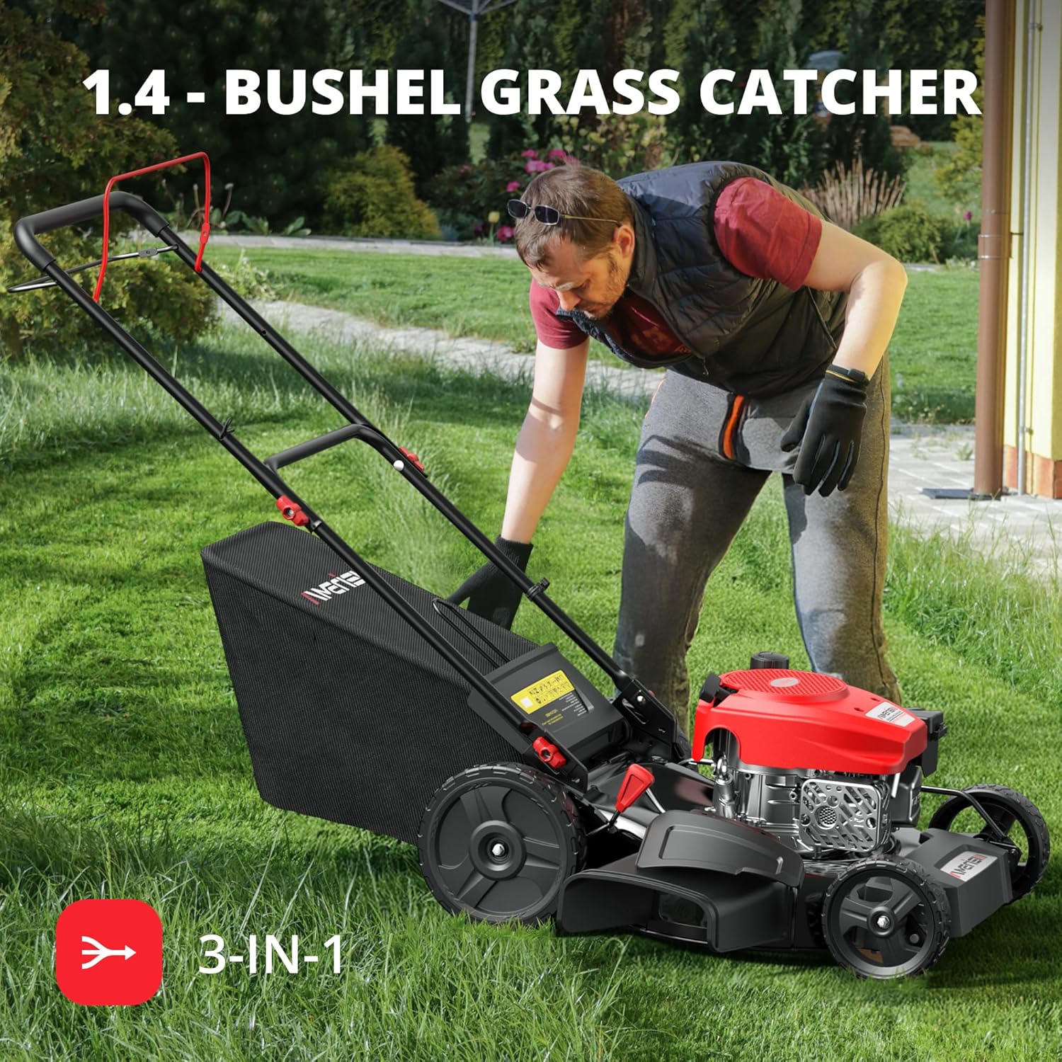 Gas-Powered Self-Propelled Lawn Mower 21′′ Deck