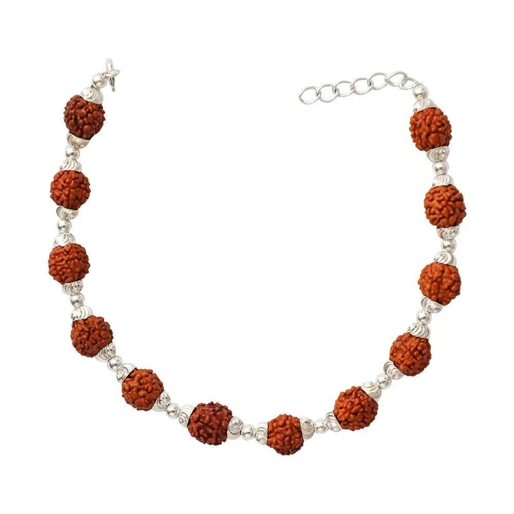Men’s Silver 92.5 Bracelet With Rudraksha Beads
