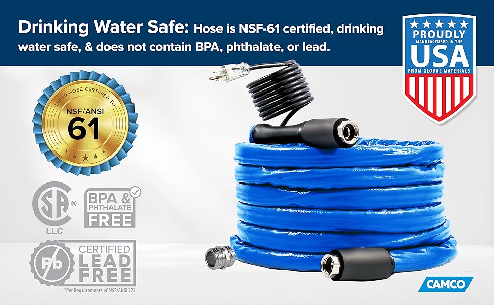 hose; heated water hose; camco heated water hose; rv hose