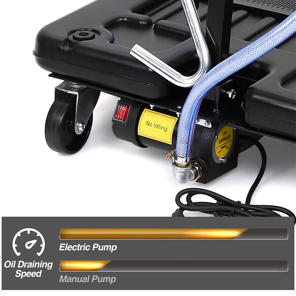 2026 17 Gal Electric Oil Drain with 110V Pump & 8 Ft Hose,Low Profile & T Folding Handle Oil Drain Cart for Truck Cars SUVs