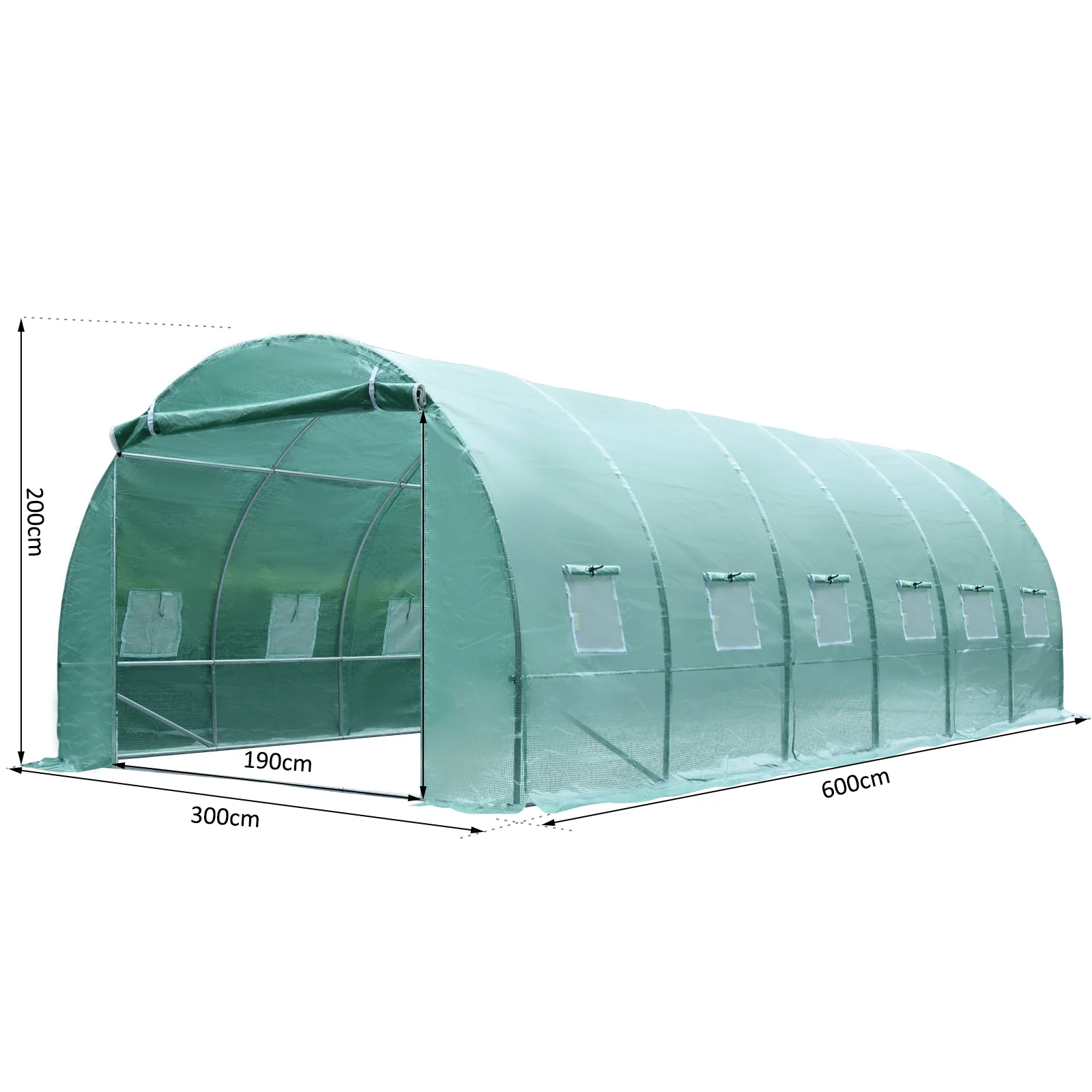 Outsunny Galvanised Steel Walk-in Greenhouse 6 x 3M Green