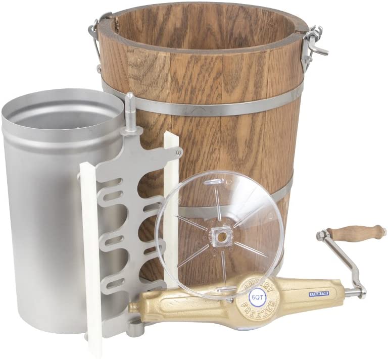 2026 6 qt Country Ice Cream Maker – Classic Wooden Tub – Hand Crank
