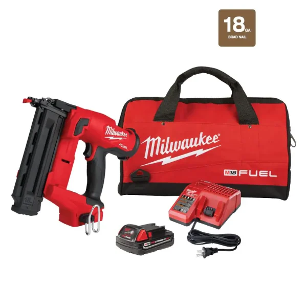 2746-21CT M18 GEN II 18-Volt 18-Gauge Lithium-Ion Brushless Cordless Brad Nailer Kit with One 2.0 Ah Battery, Charger and Bag