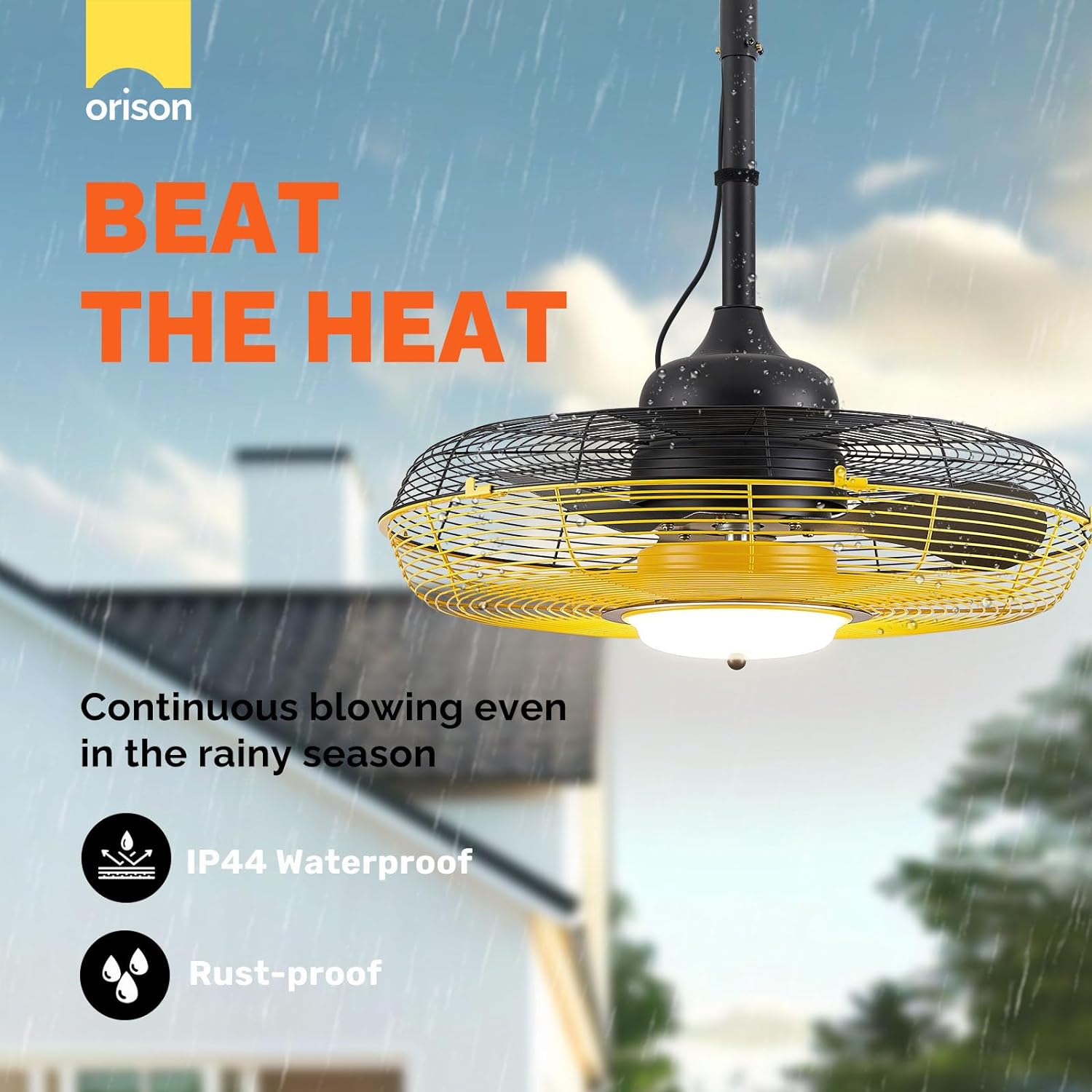 2026 Outdoor Ceiling Fan with Light, Plug in Ceiling Fan with Remote, Gazebo Fans Outdoor Hanging for Patios Waterproof, Wet Rated Hanging Fan with App Control