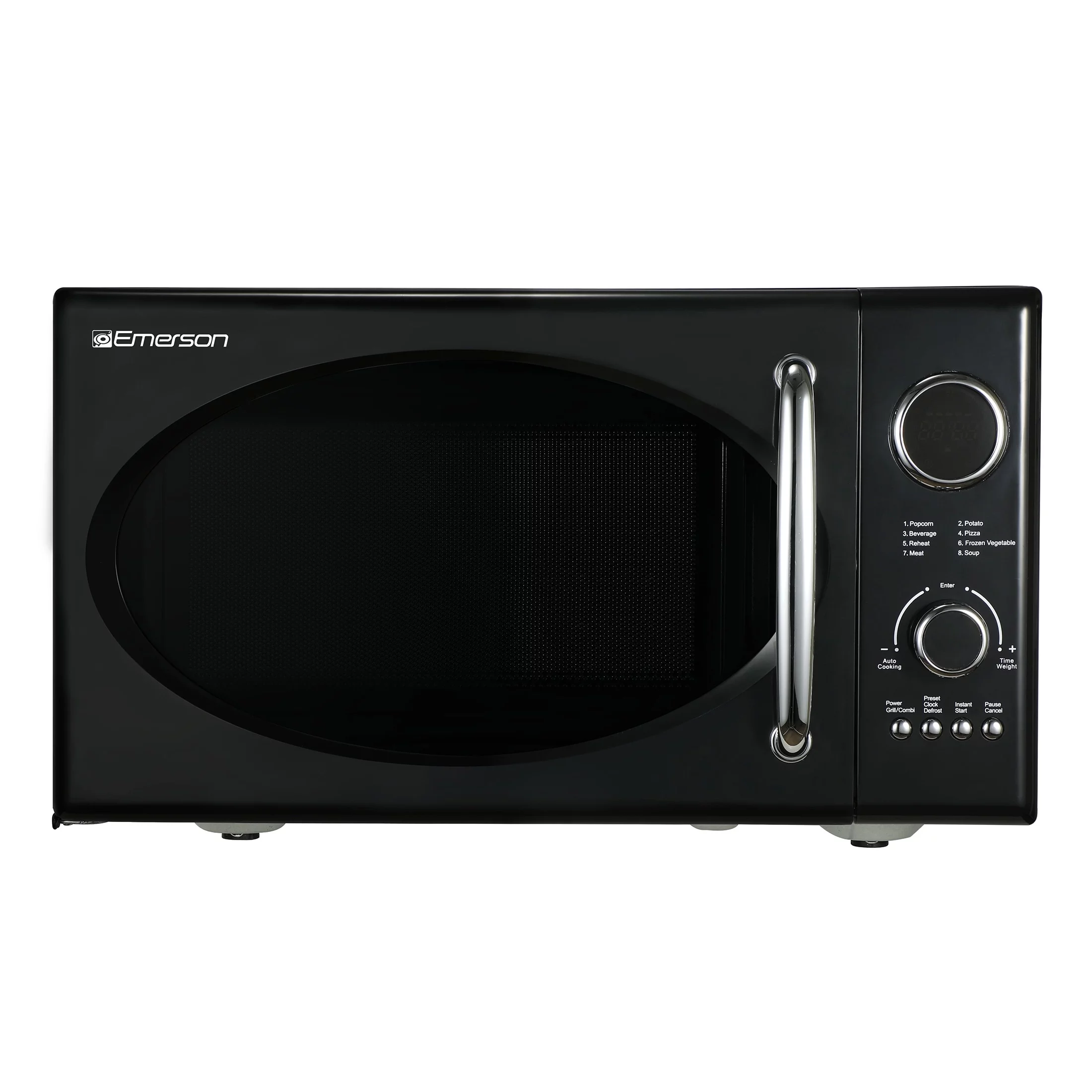 2026 Emerson 0.9 Cu Ft, 800W Retro Black Microwave Oven with Grill, MWRG0901BK
