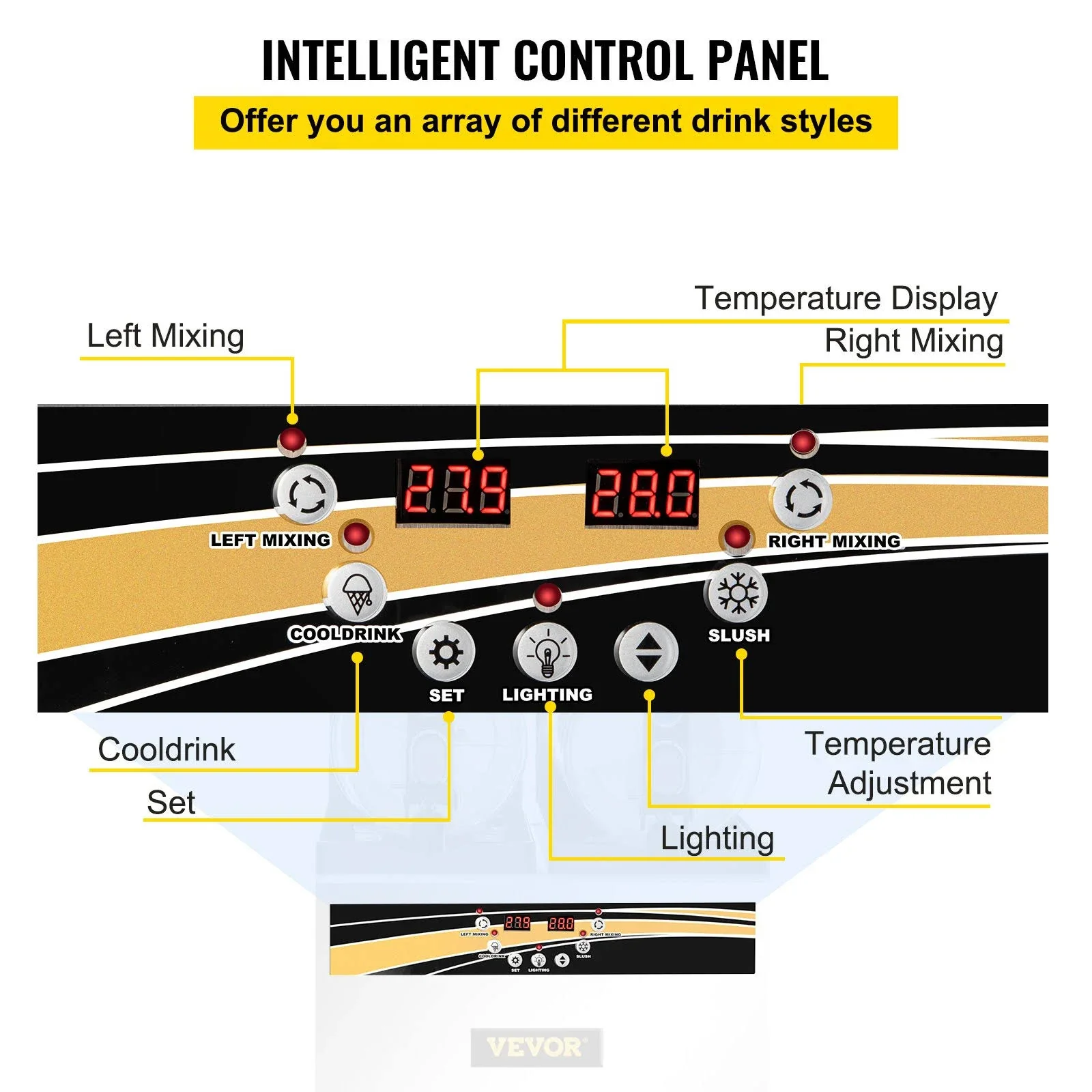2025 VEVOR Margarita Machine 15Lx2 Tank Commercial Slushy Machine Slushie Machine 1000W Commercial Margarita Maker Smoothie Frozen Drink Maker for
