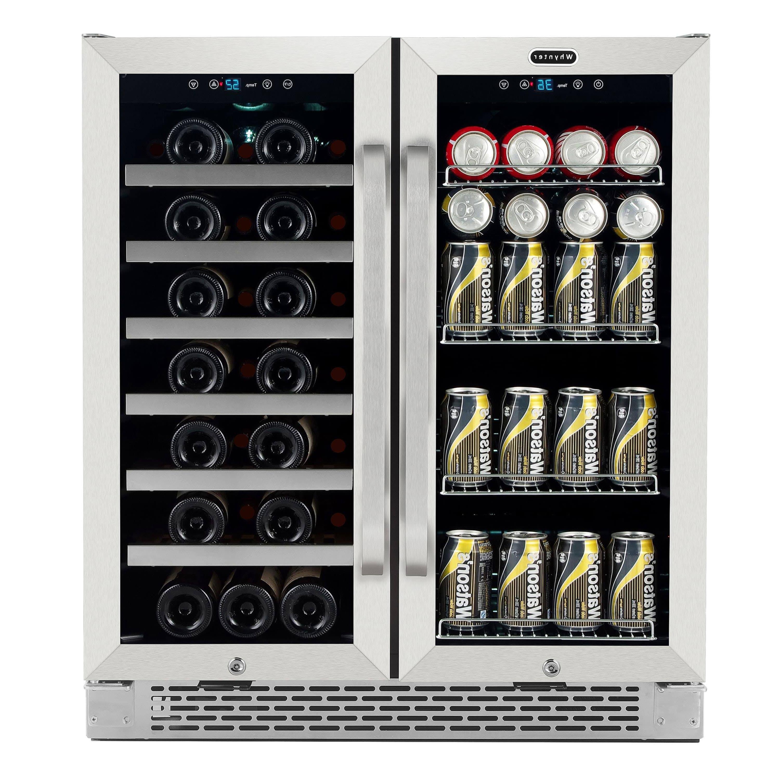 2026 30?Built-in French Door Dual Zone 33 Bottle Wine Refrigerator 88 Can Beverage Center