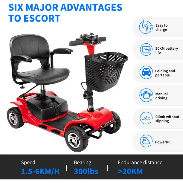 2026 UltraLite Mobility 4-Wheel Scooter, Portable & Lightweight, 14-Mile Range, Model A898