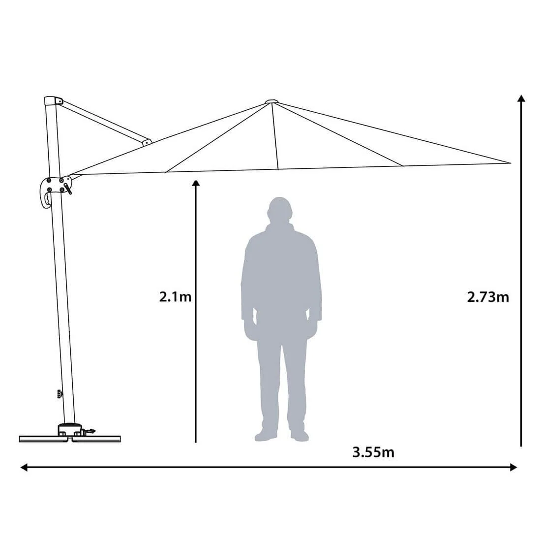 3 x 4m Roma Rectangle Parasol Large Cantilever Garden Shade