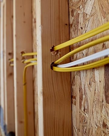 close up image showing Southwire NM-B Cables in a residential house jobsite