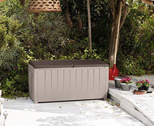 Novel Plastic Deck Storage Container Box Outdoor Patio Furniture 90 Gal, Brown