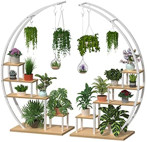 2026 Metal Plant Stand Creative Half Moon Shape Ladder Flower Pot Stand Rack(2 Pack)