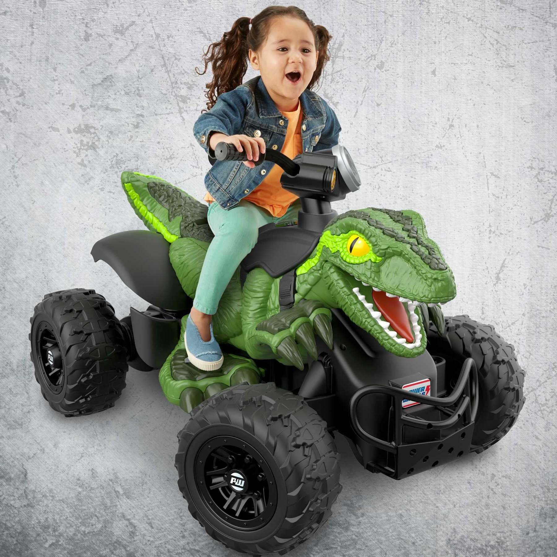Power Wheels Jurassic World Dino Racer Ride-On ATV, Green Dinosaur Toy