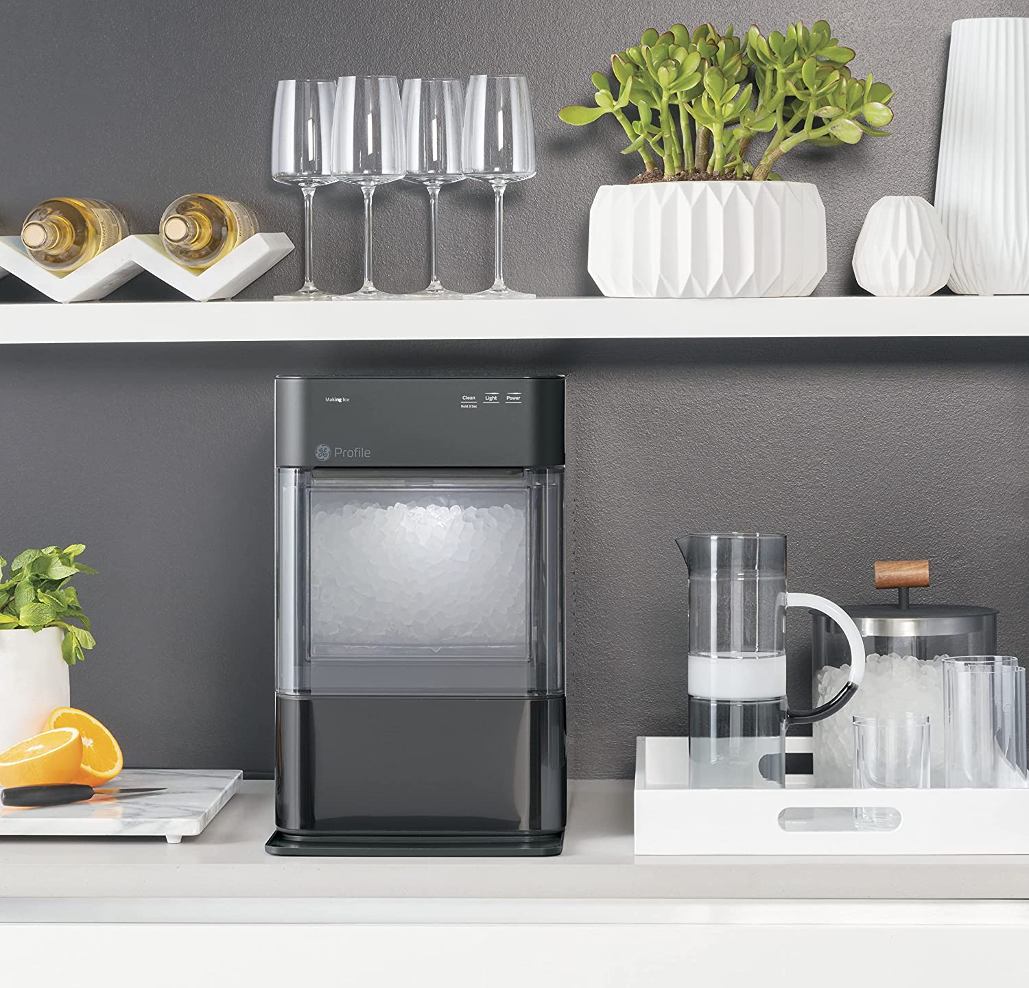Profile Opal 2.0 | Countertop Nugget Ice Maker | Ice Machine with WiFi Connectivity | Smart Home Kitchen Essentials | Black Stainless