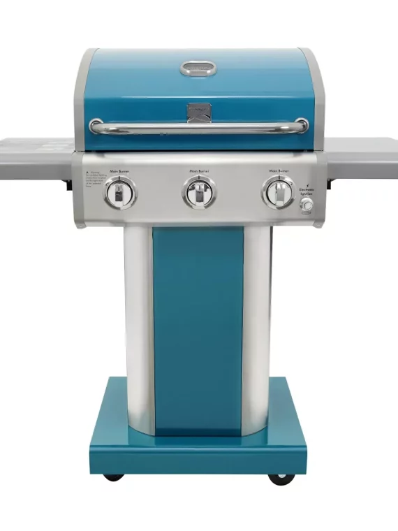 Kenmore 3-Burner Outdoor Gas BBQ Propane Grill – Teal