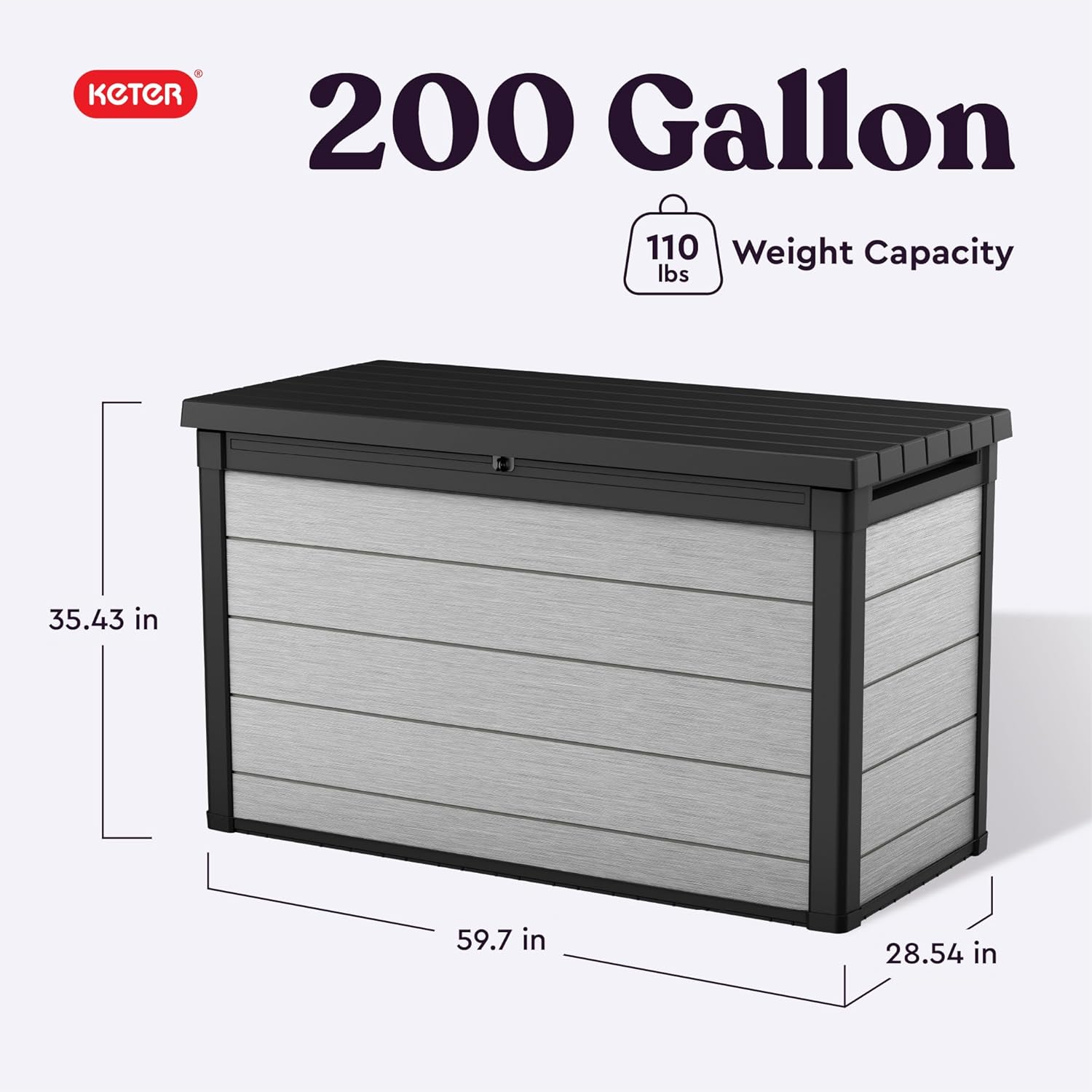 Denali 200 Gallon Resin Deck Box for Outdoor Storage