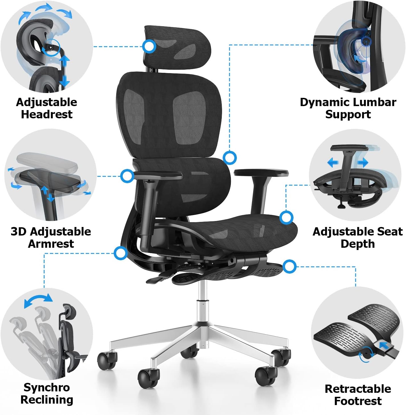 Ergonomic Mesh Office Chair with Adjustable Armrest