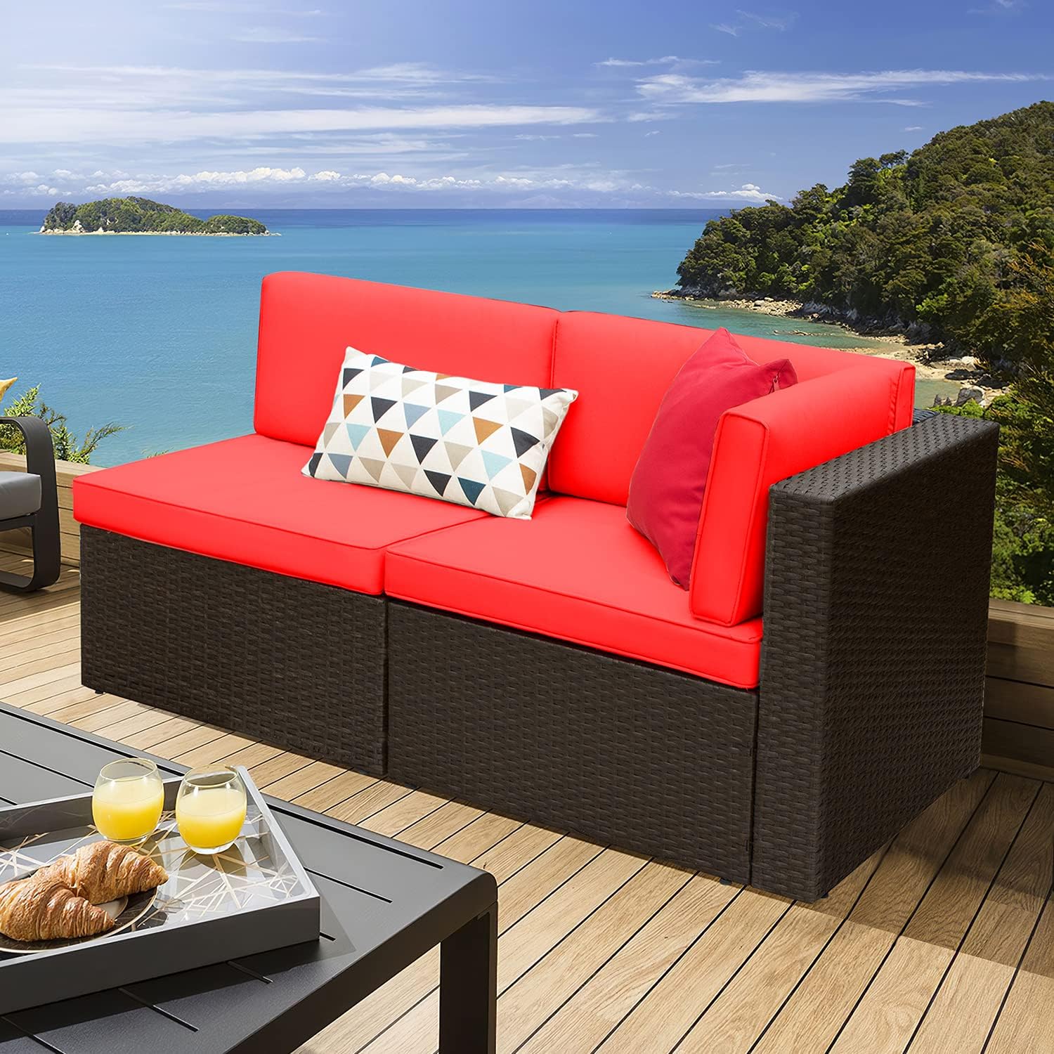 5 Pieces All-Weather Patio Furniture Set with Cushions