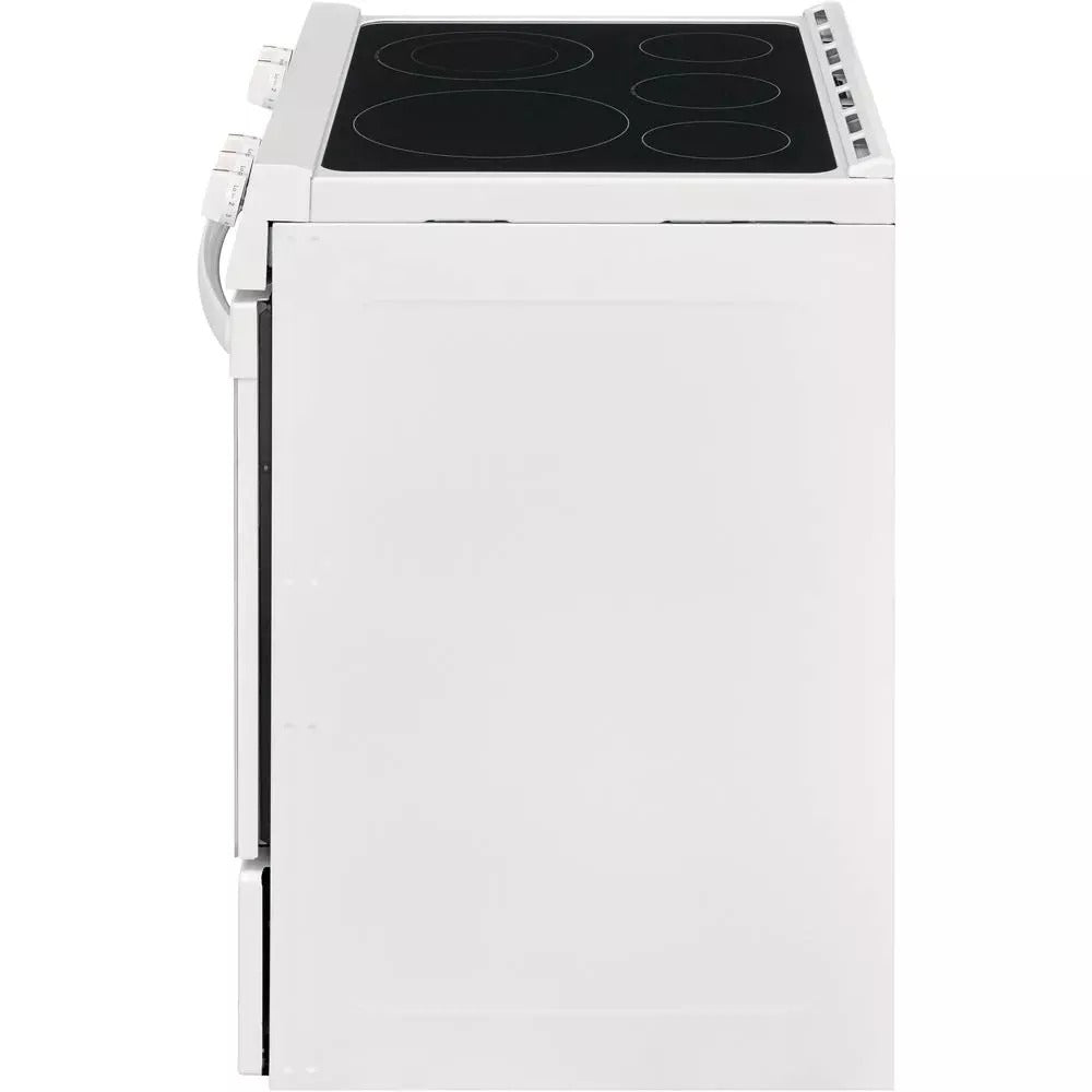 30 in. 5.0 cu. ft. Single Oven White with NVS Black Glass