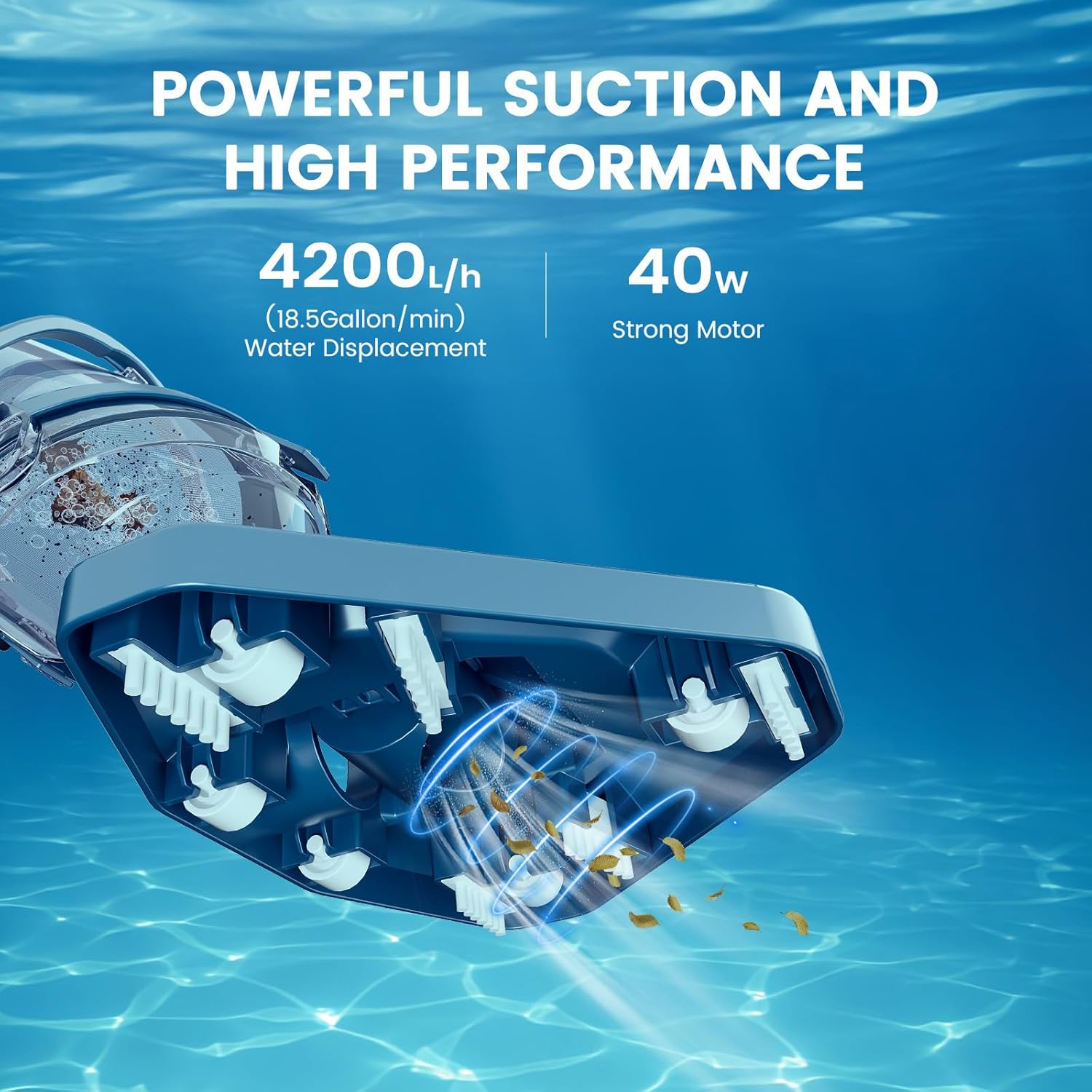 2026 Pool Vacuum for Above Ground Pool with a Telescopic Pole, Running time up to 1H, T403 Handheld Rechargeable Pool Cleaner with Powerful Suction up to 18.5 gallons/min, Ideal for Leaves, Debris